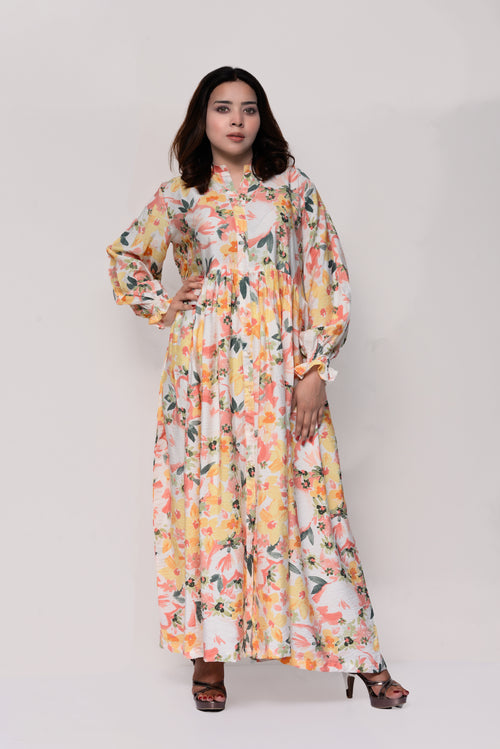 🌸 Floral Breeze Maxi Dress – Modest & Elegant