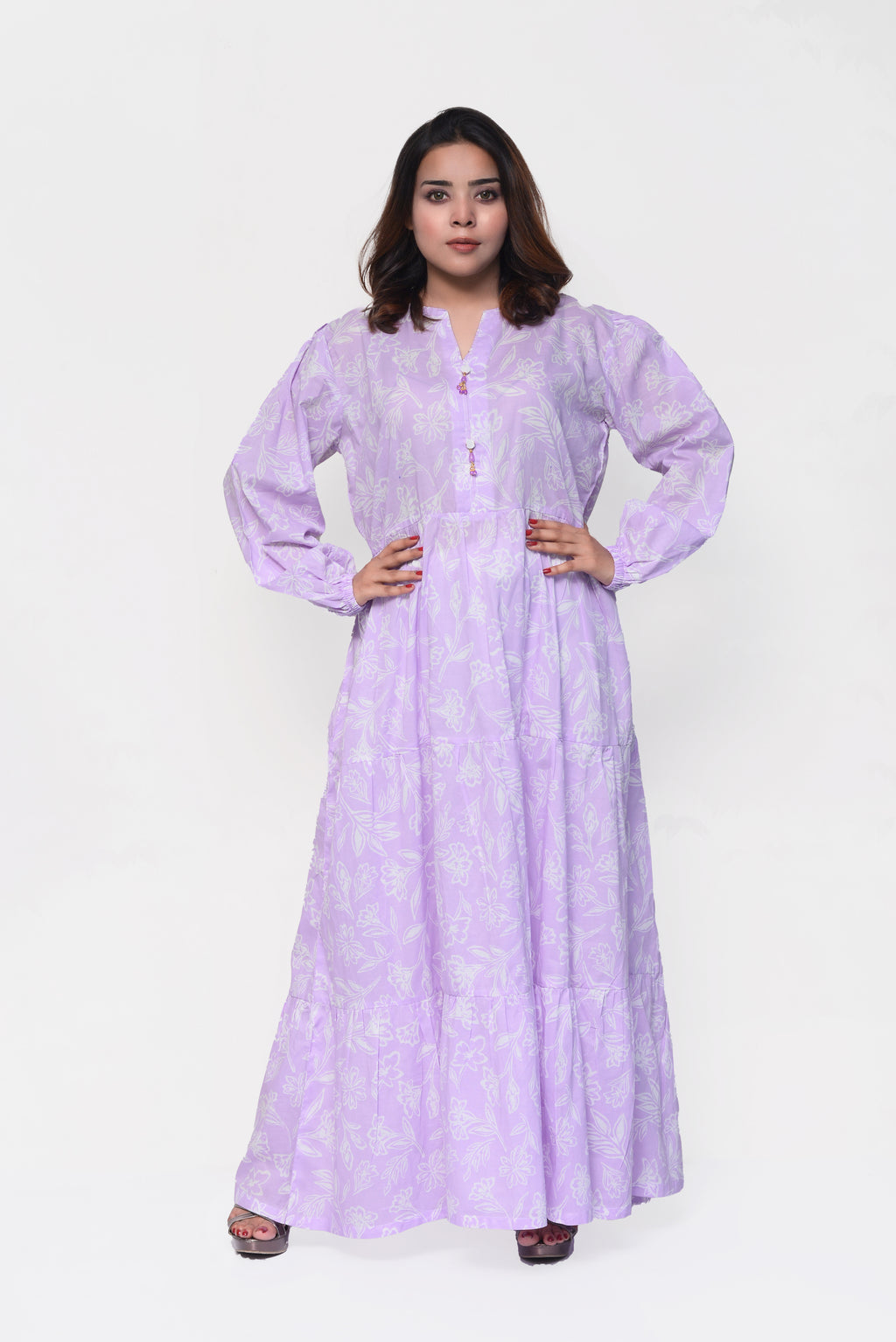 💜 Lavender Bloom Maxi Dress – Soft, Elegant & Modestly Chic