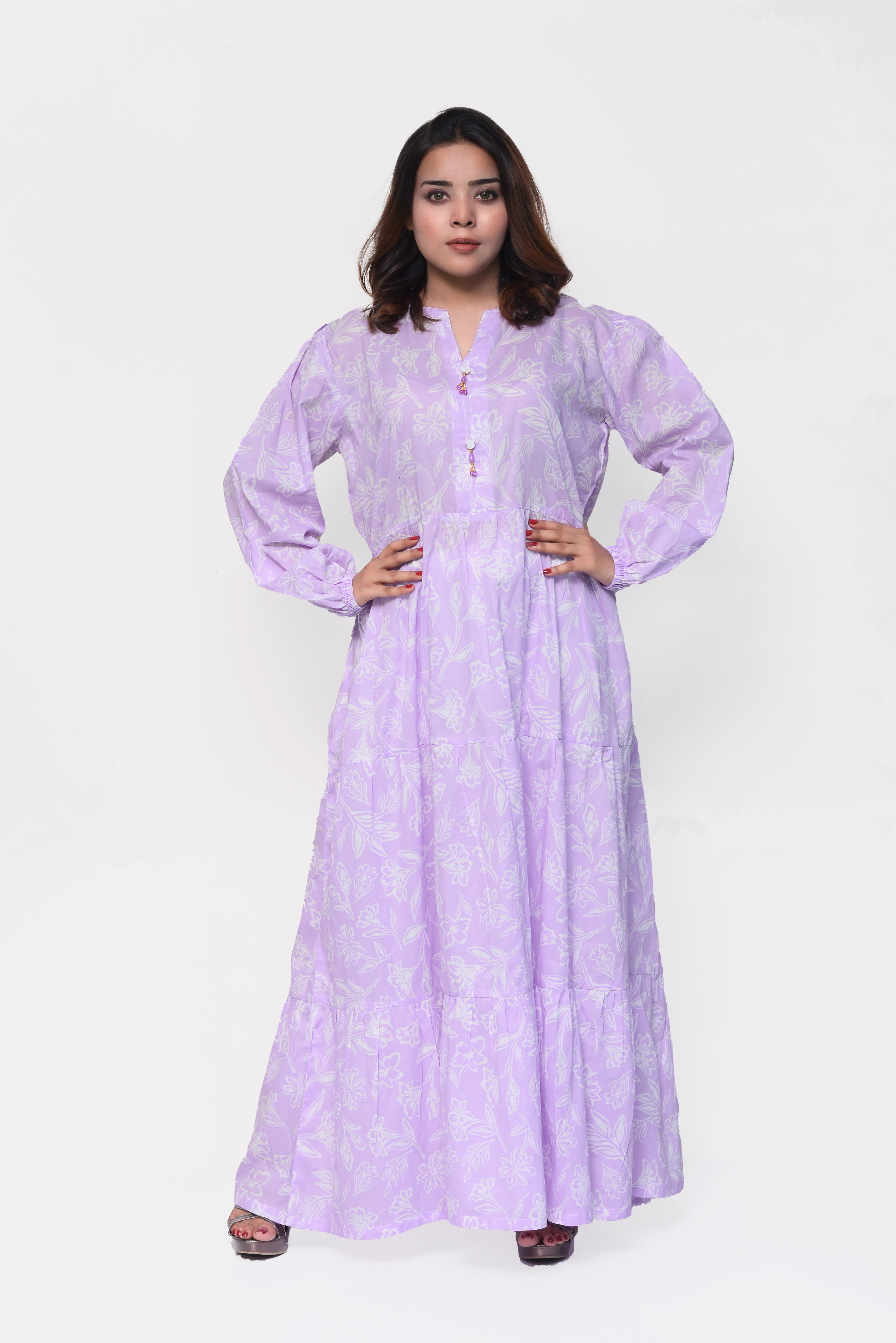 💜 Lavender Bloom Maxi Dress – Soft, Elegant & Modestly Chic