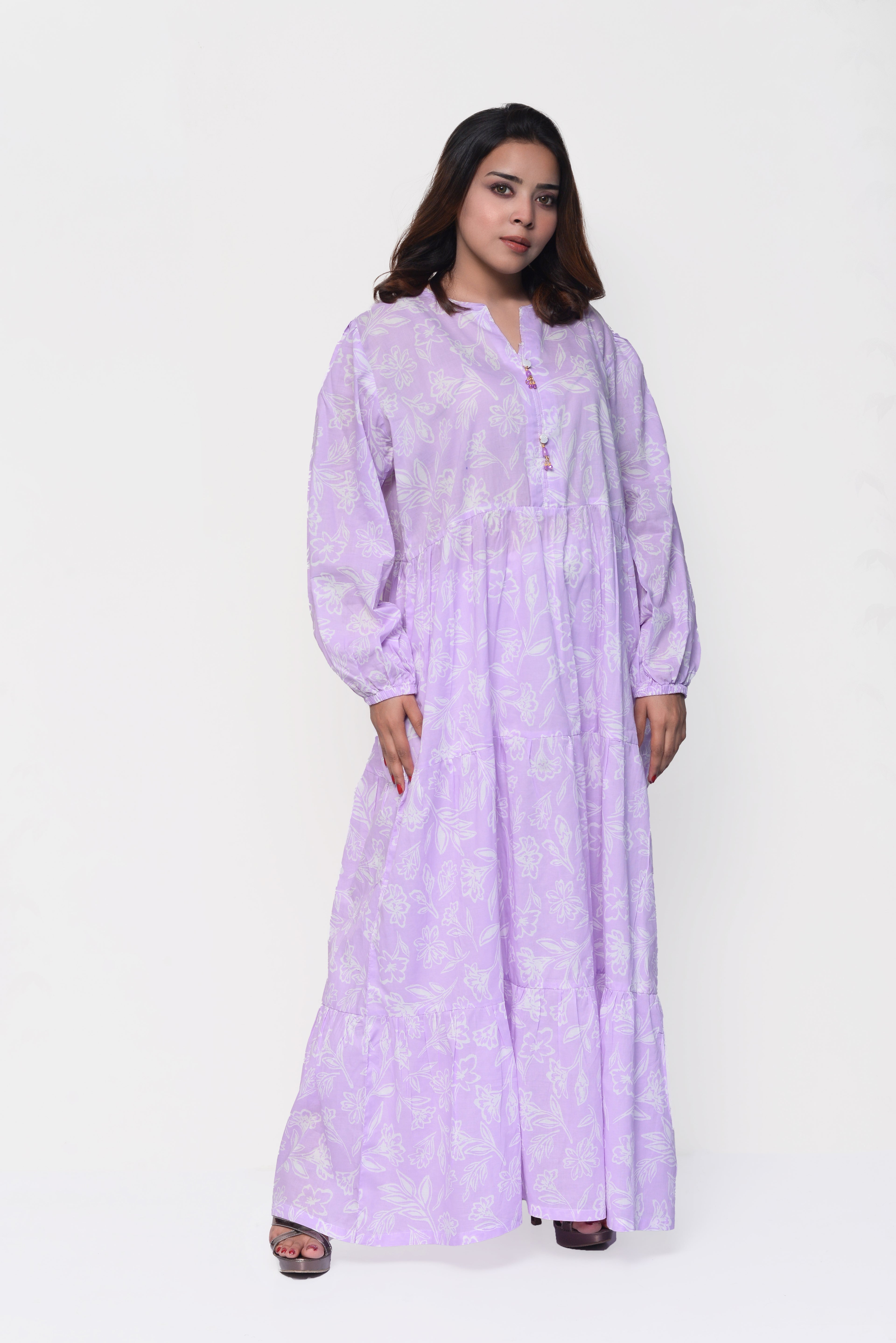 💜 Lavender Bloom Maxi Dress – Soft, Elegant & Modestly Chic