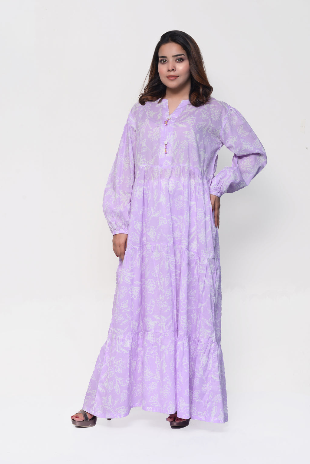 💜 Lavender Bloom Maxi Dress – Soft, Elegant & Modestly Chic