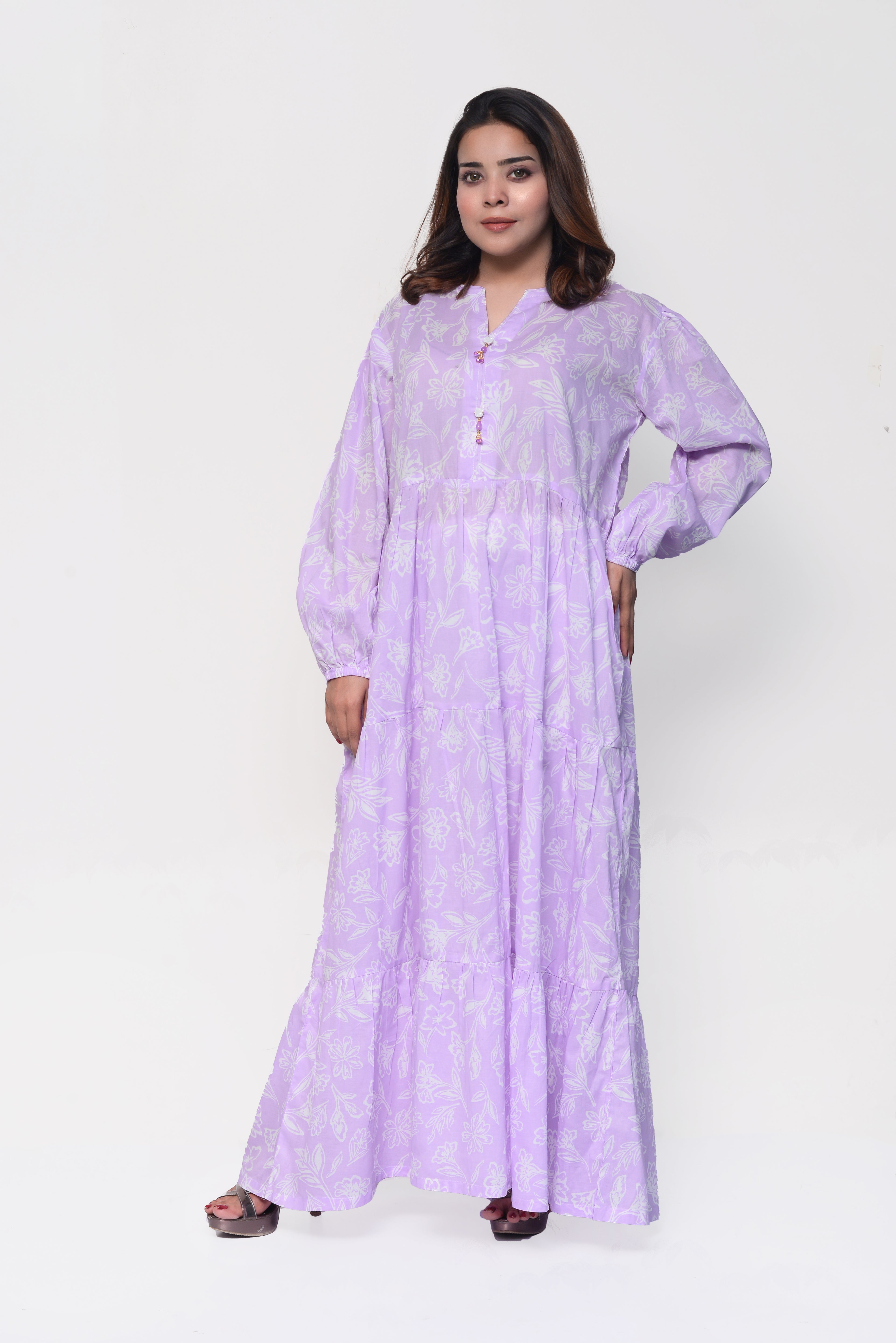 💜 Lavender Bloom Maxi Dress – Soft, Elegant & Modestly Chic