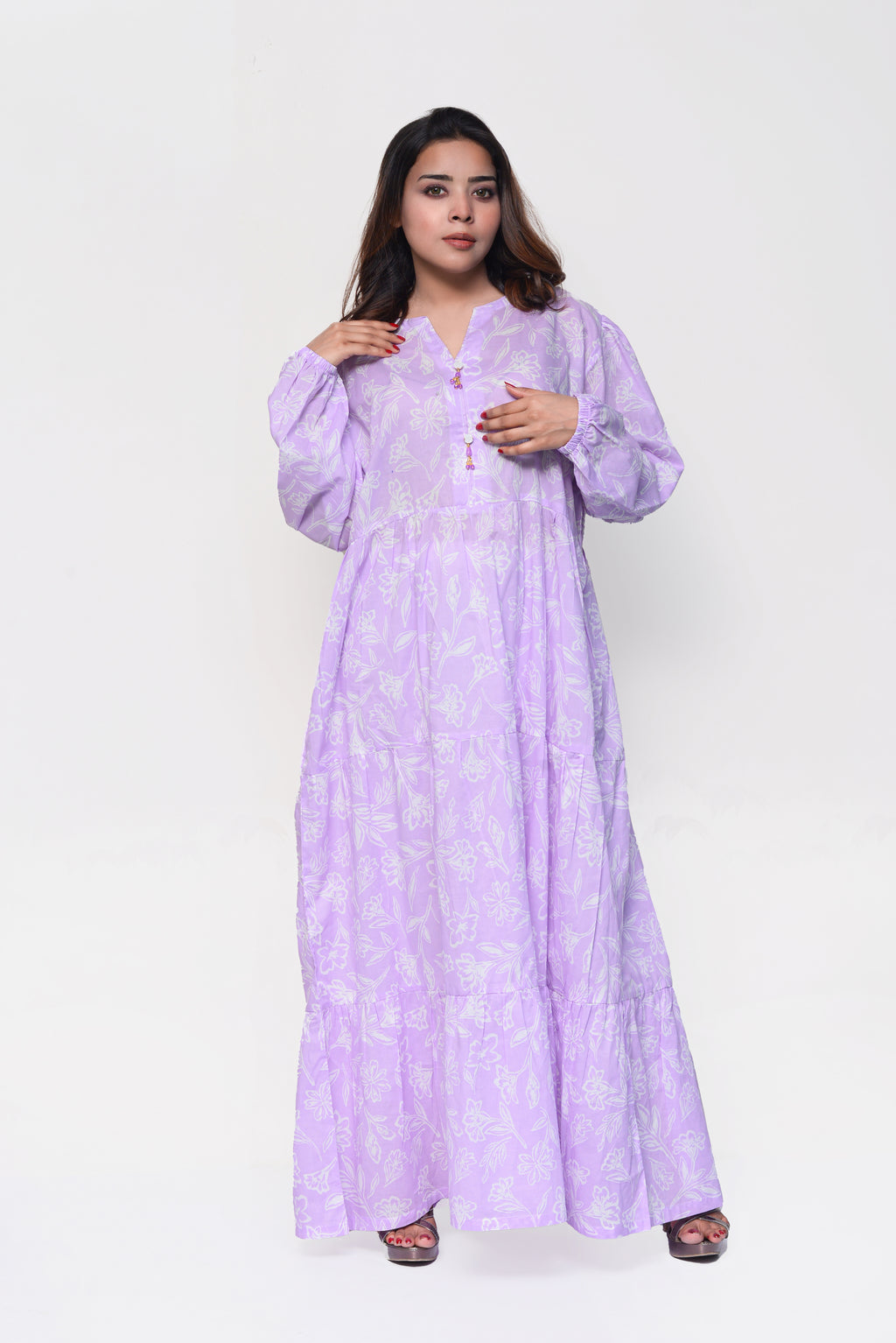 💜 Lavender Bloom Maxi Dress – Soft, Elegant & Modestly Chic