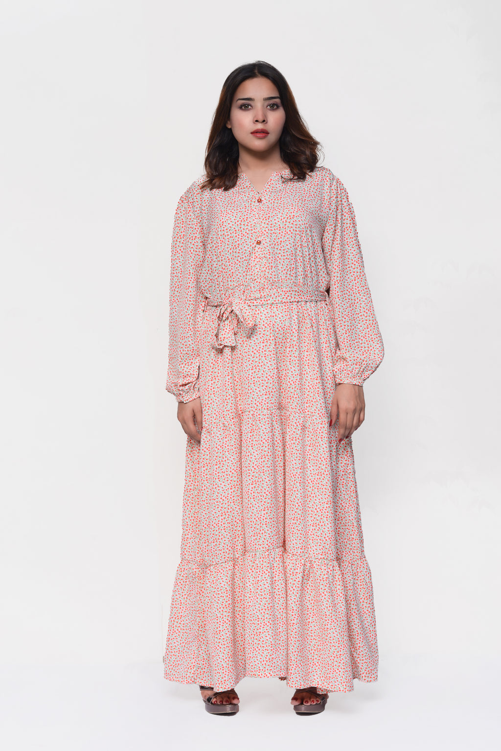 🌼 Peach Meadow Maxi Dress – Soft, Feminine & Perfectly Modest