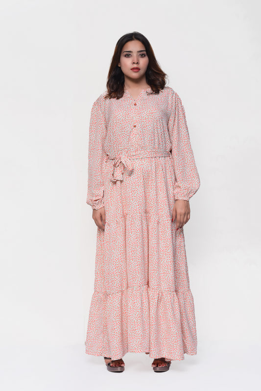 🌼 Peach Meadow Maxi Dress – Soft, Feminine & Perfectly Modest