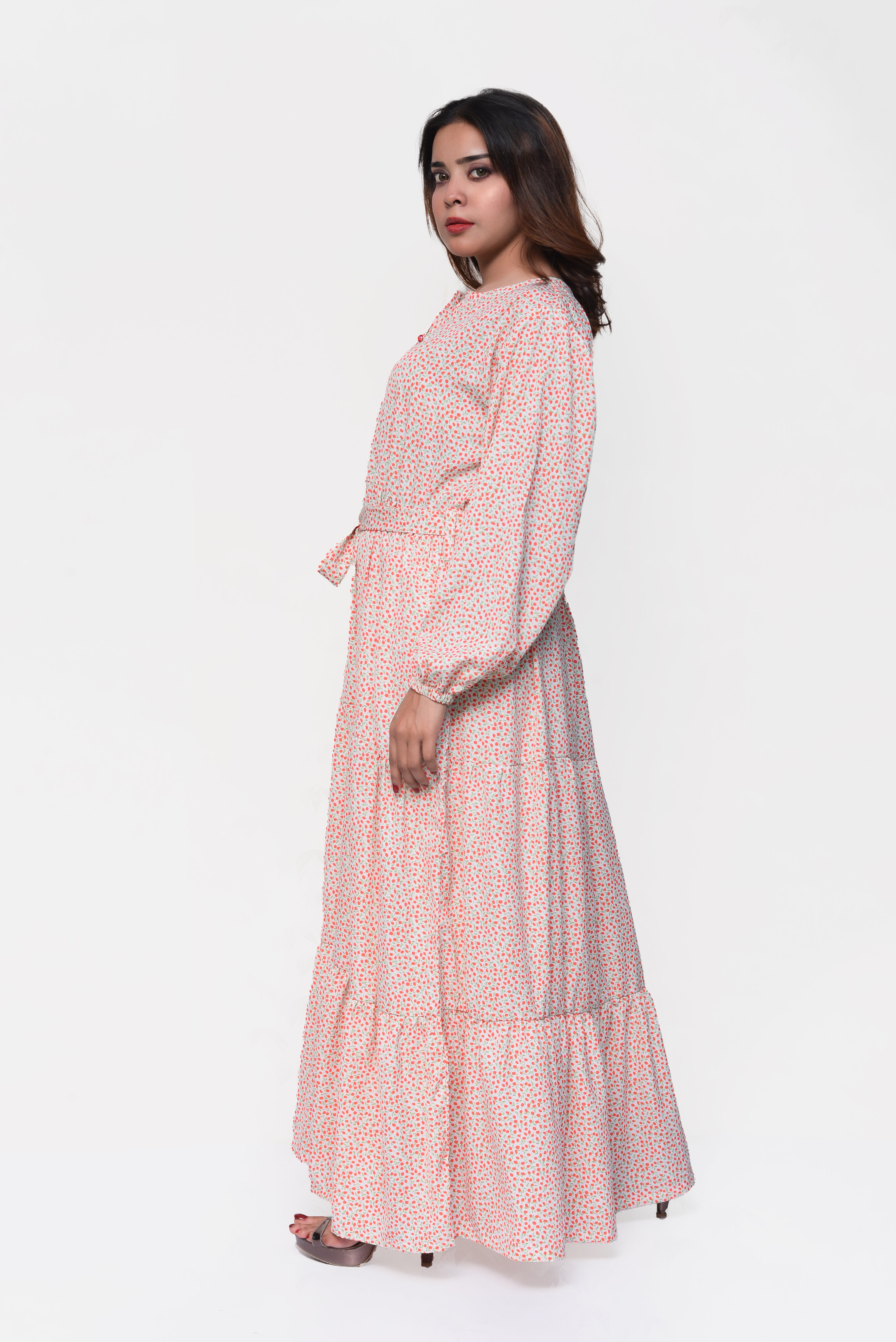🌼 Peach Meadow Maxi Dress – Soft, Feminine & Perfectly Modest
