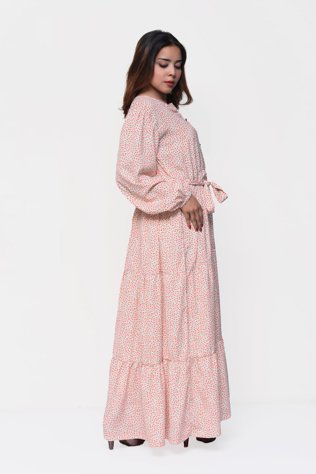 🌼 Peach Meadow Maxi Dress – Soft, Feminine & Perfectly Modest