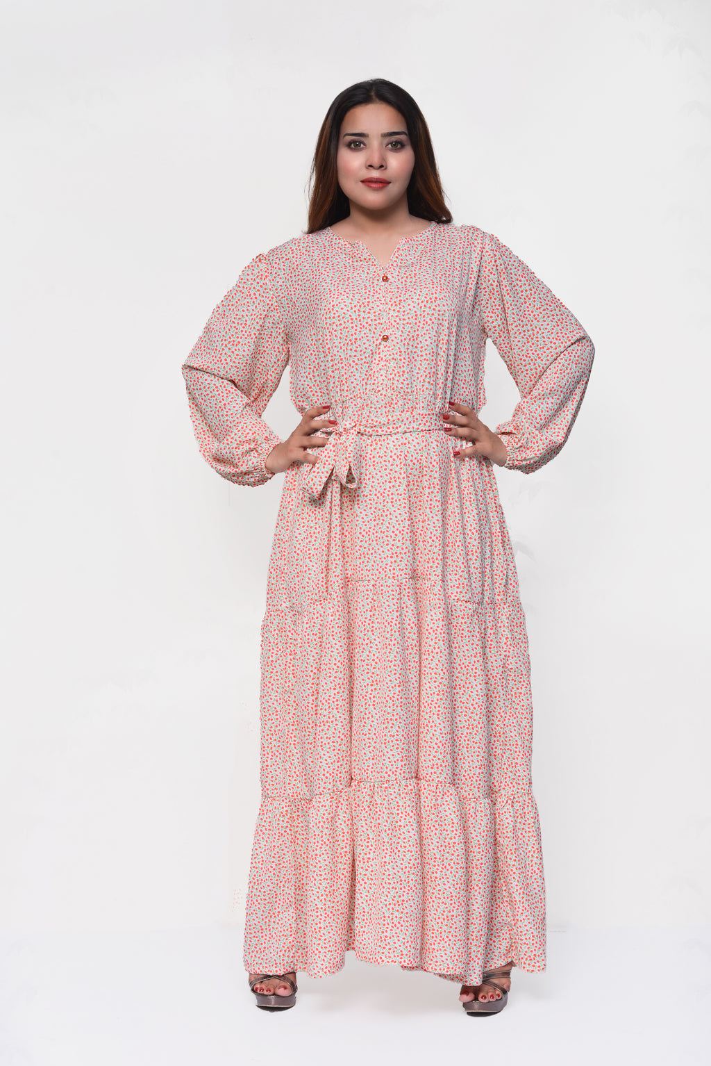 🌼 Peach Meadow Maxi Dress – Soft, Feminine & Perfectly Modest